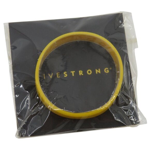 Y2K Livestrong Yellow Rubber Plastic Bracelet XS-M 7in 2000s NEW In Package - Picture 1 of 6